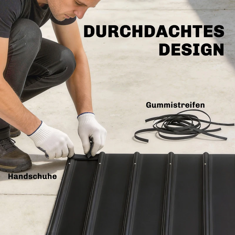 Outsunny Grillpavillon 2,71 x 1,82 m Gartenpavillon mit Pultdach, Seitenregalen UV-Schutz 50+ Schwarz