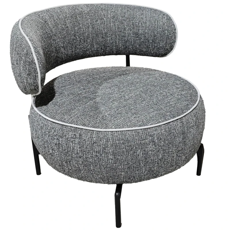 HOMCOM Butaca de Salón con Asiento Giratorio Tapizado en Lino Asiento Amplio Relleno Grueso Patas de Metal Gris Oscuro