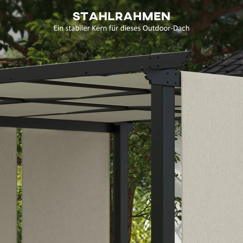 Outsunny Markise Sonnenschutz. Pergola, wetterbeständig,  inkl. Befestigungsmaterial, 3 x 3,5 m, Beige