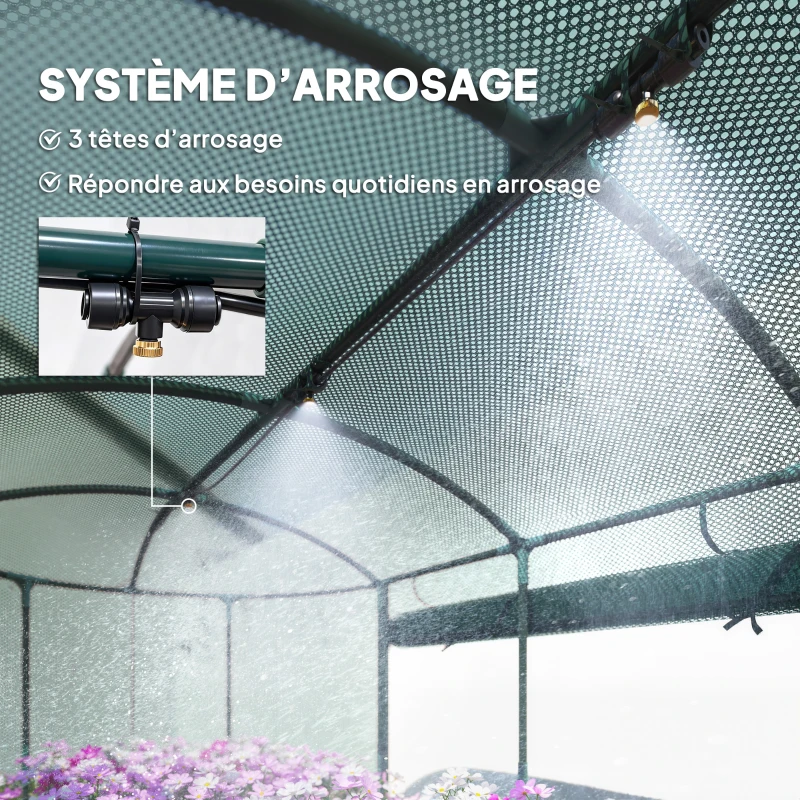 Outsunny Carré potager de jardin avec cage de protection, jardinière surélevée en acier galvanisé, 180 x 90 x 93 cm, gris et vert