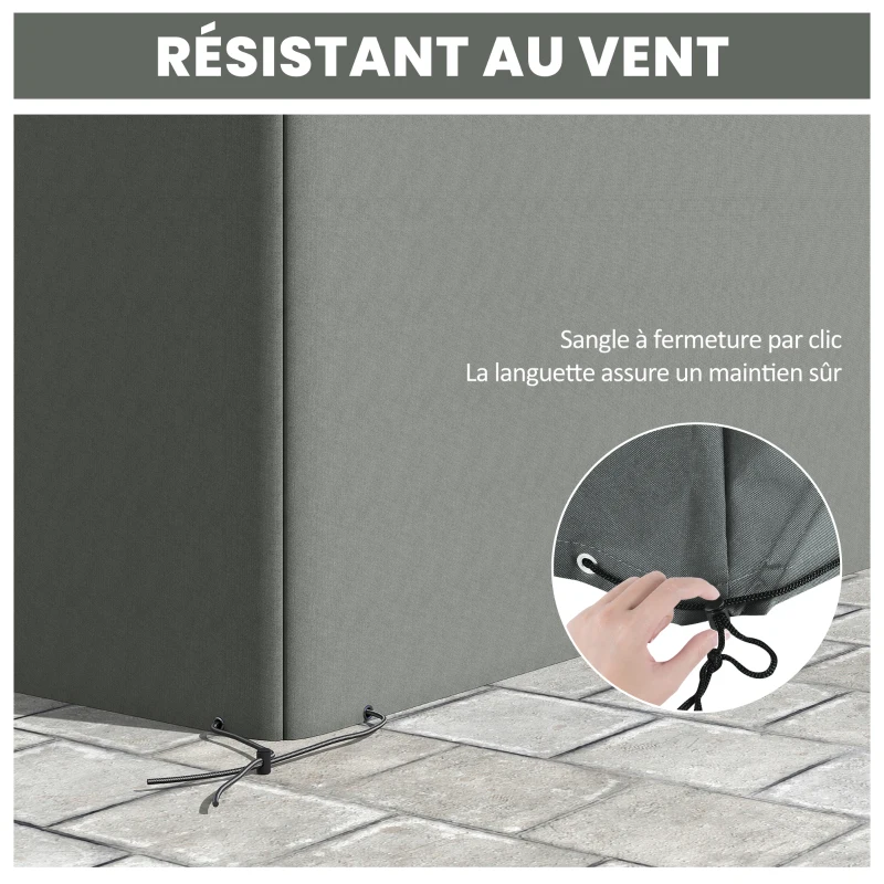 Outsunny Housse de meubles de jardin, housse salon de jardin imperméables coupe-vent et anti-UV, 275 x 205 x 90 cm, gris