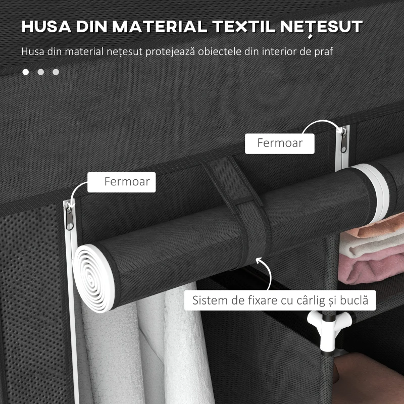 Homcom sifonier Pliabil Textil – Cu Rafturi & Sertare, Ideal pentru Spatii Mici