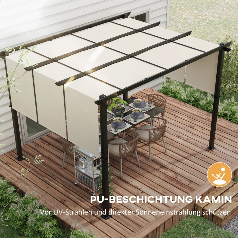 Outsunny Markise Sonnenschutz. Pergola, wetterbeständig,  inkl. Befestigungsmaterial, 3 x 3,5 m, Beige