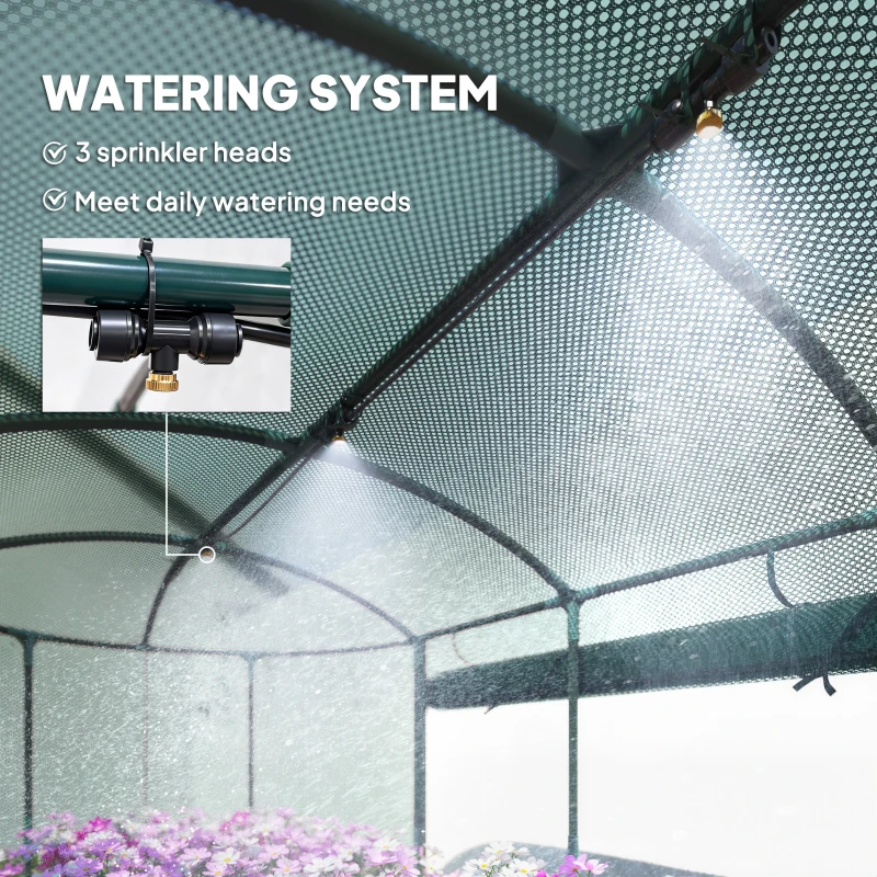 Outsunny Galvanised Raised Garden Bed Kit with Self Watering System and Mesh Cover, Garden Boxes, 6x3Ft, Dark Grey and Green