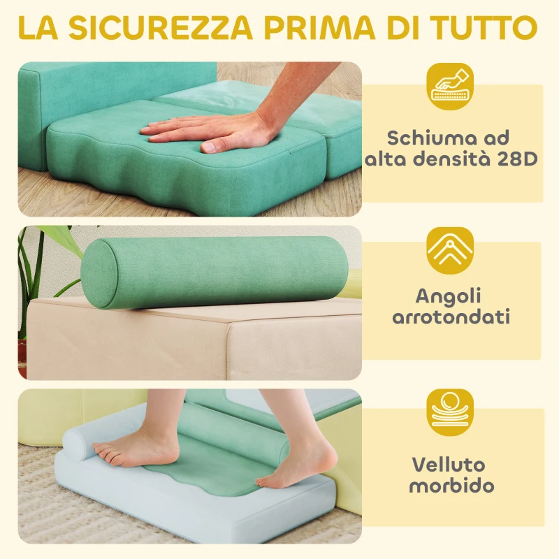 AIYAPLAY Set 15 Blocchi di Costruzioni Morbide Modulabili per Bambini con 200 Palline per Uso Interno, Multicolore