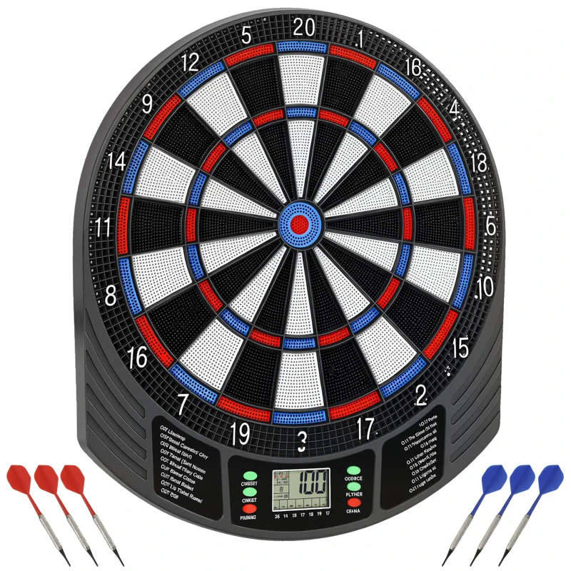 SPORTNOW Elektronisches Dartboard für 1-8 Spieler, LCD-Display, 6 Dartsets, Bunt
