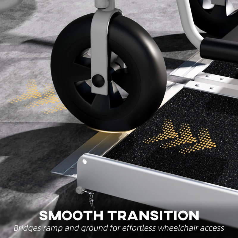 HOMCOM Rampă pliabilă pentru scaune cu rotile din aluminiu cu margini înalte antiderapante