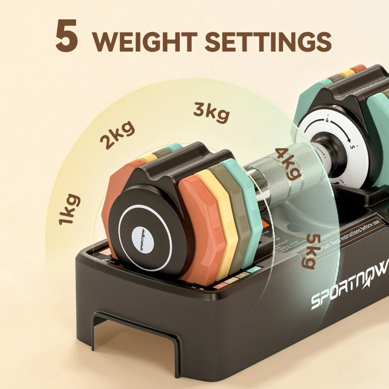 SPORTNOW Verstelbare Halterset, 1-5 kg Halters met Snelle Instelling, Antislip Greep en Compacte Opslag