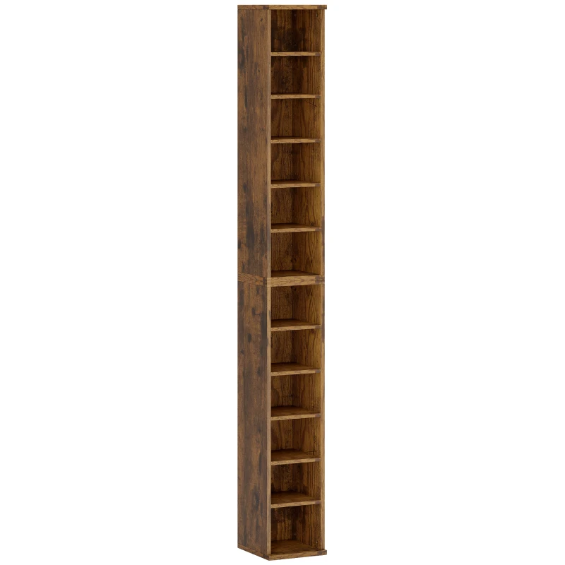 HOMCOM Lot de 2 étagères colonnes armoire de rangement CD-DVD 12 compartiments 21 x 22,5 x 88,5 cm capacité 204 CD marron