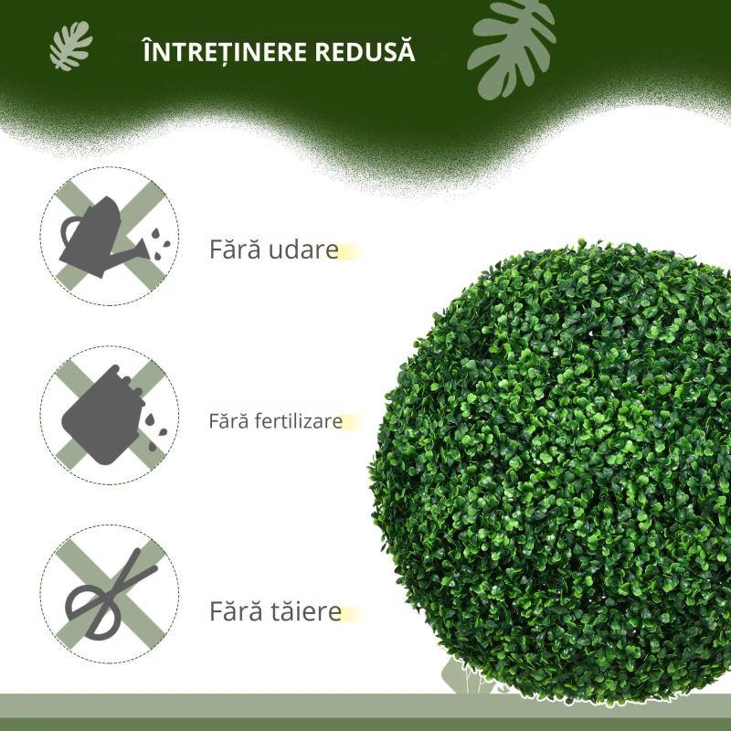 Homcom Set 2 Bile Topiary Buxus – Plante Artificiale pentru Casa & Gradina