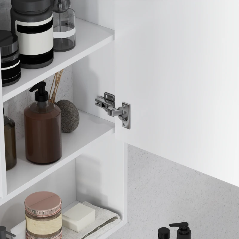 kleankin Armadietto Bagno con Specchio, Ripiani e Scaffale Regolabile, Montaggio a Parete, 60x15x76cm, Bianco