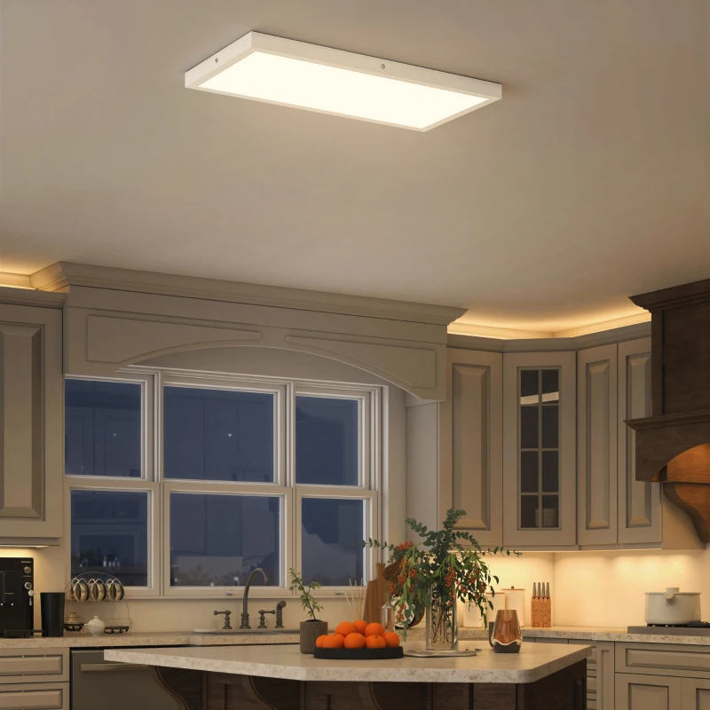 HOMCOM Set de 2 Plafoniere LED Subțiri cu Design Minimalist și Modern, Reglabile, Candelabru LED din Oțel și Plastic, 60x30x3,7 cm, Alb