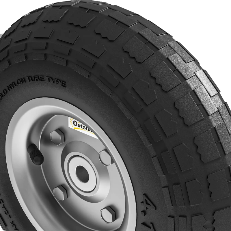 Outsunny kruiwagenwiel 4-delige set reservewiel 80 kg Ø 25,5 cm massief rubber luchtband met binnenband kogellager zwart