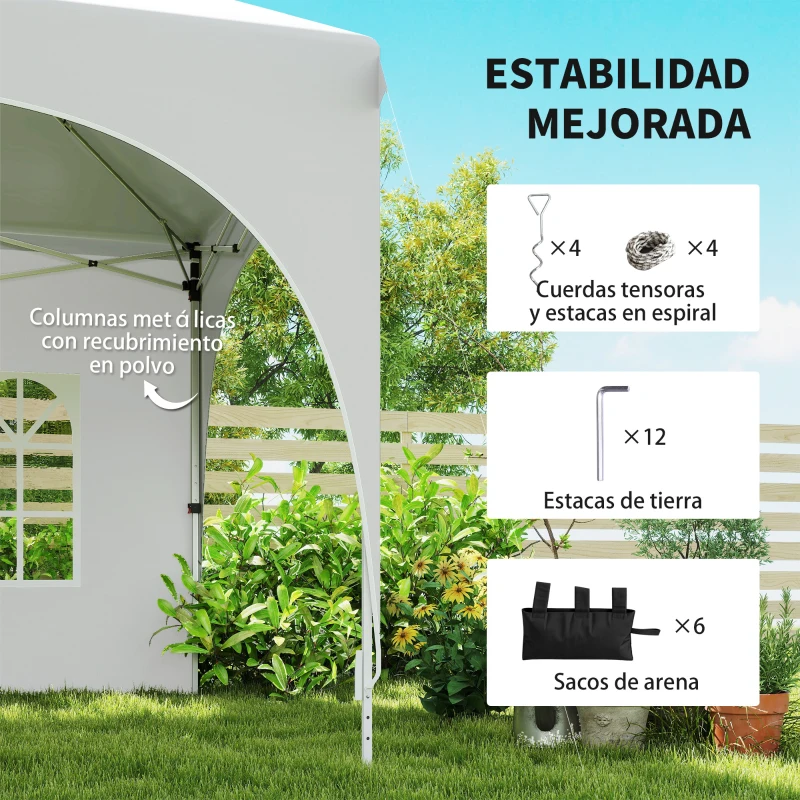 Outsunny Carpa Plegable 6x3 m Pop-up con 4 Laterales Desmontables Altura Ajustable y Bolsa de Transporte Gris Claro