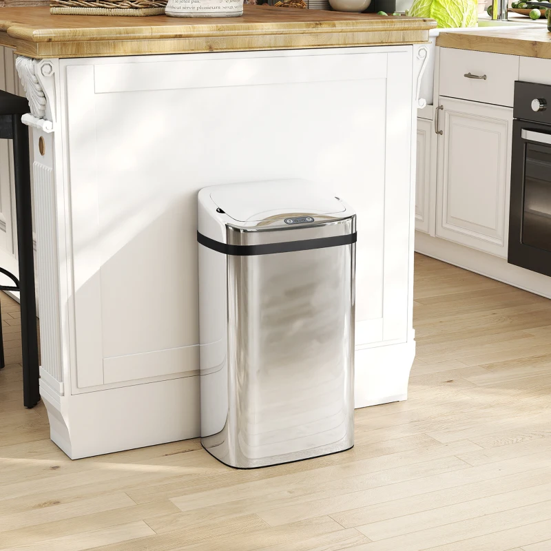 HOMCOM Cos de gunoi cu senzor 50L inox elegant