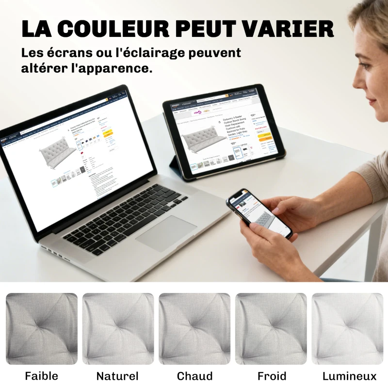 Outsunny Coussin matelas assise dossier pour banc de jardin balancelle canapé 3 places grand confort 150 x 98 x 8 cm gris clair