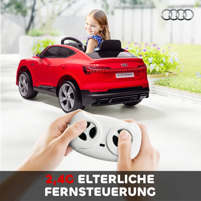 HOMCOM Kinder-Elektroauto, bis 5 km/h, mit Sicherheitsgurt, Fernbedienung, Scheinwerfern, Musikfunktion, rot