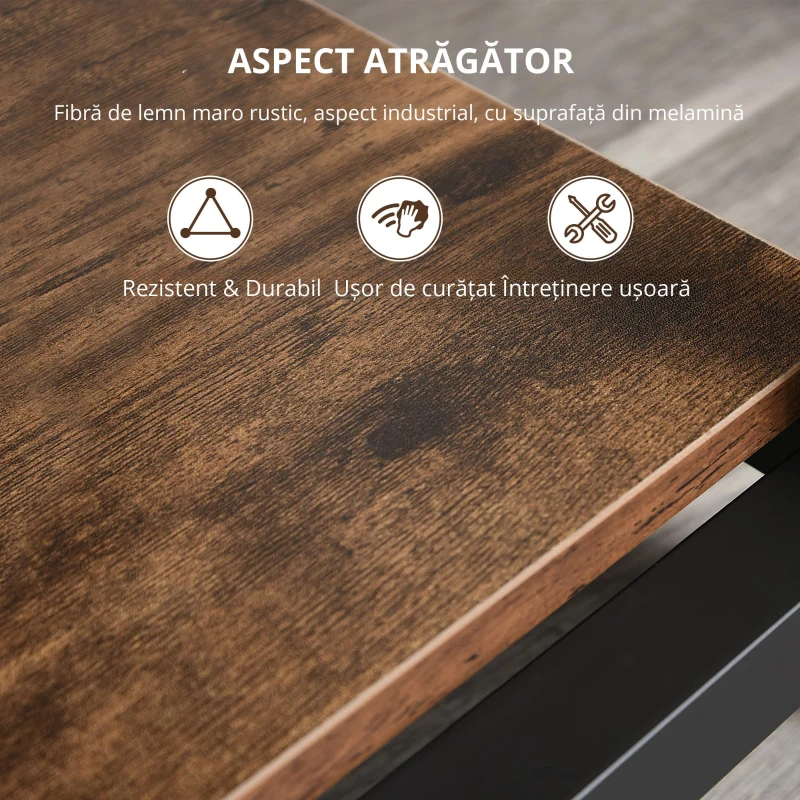 Homcom Biblioteca Industriala Vintage – 6 Rafturi din Lemn & Metal Negru