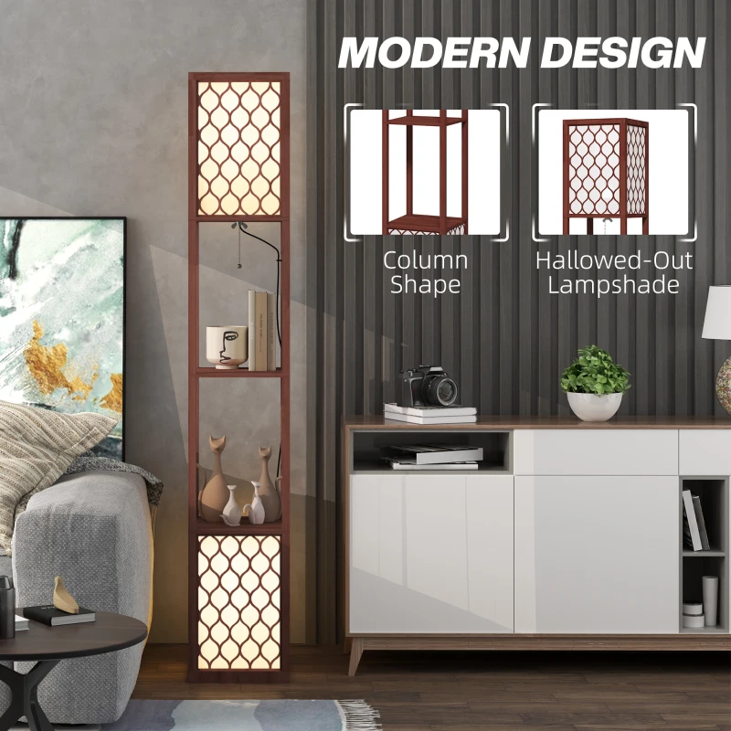 HOMCOM Duo Light Floor Shelves - Brown