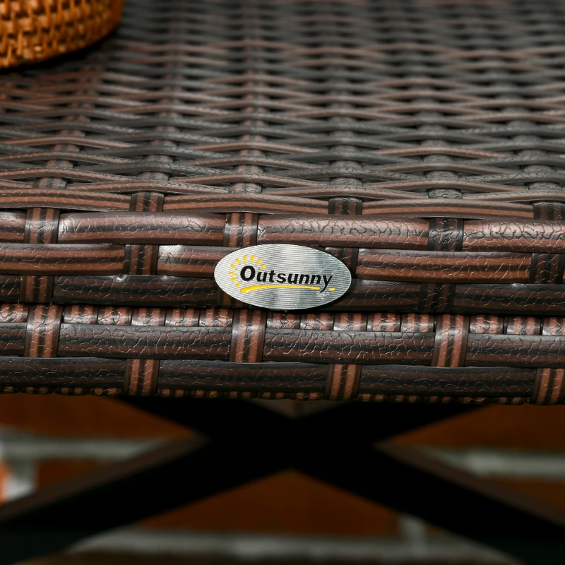 Outsunny PE Rattan Garden Side Table, Outdoor Coffee Table with X-Shape Frame, Mixed Brown