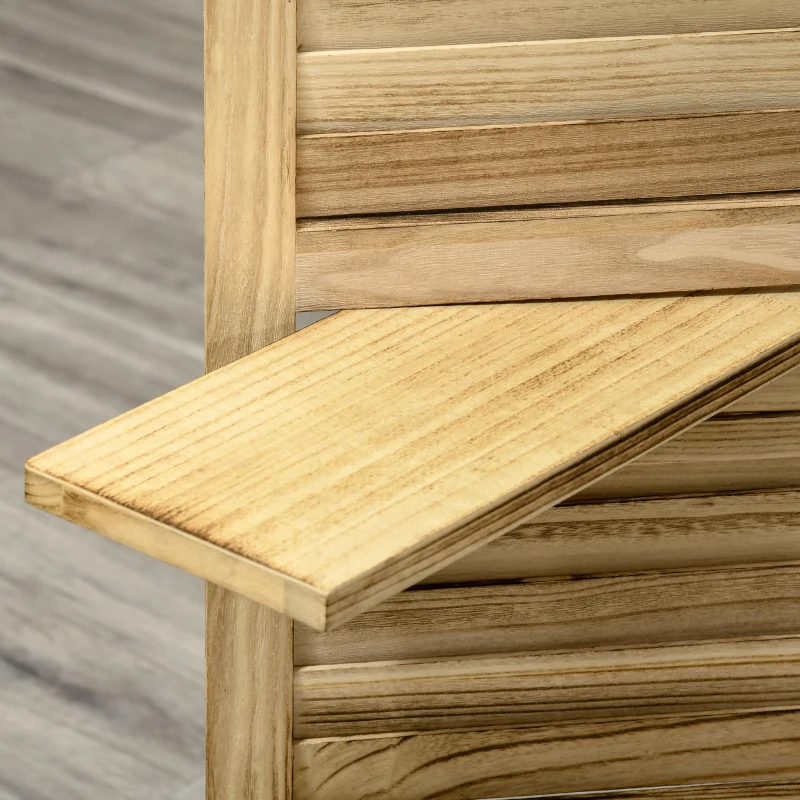 HOMCOM Paravento Divisorio per Interni Pieghevole a 4 Ante con Ripiani in Legno di Paulonia, 162x170 cm, Legno