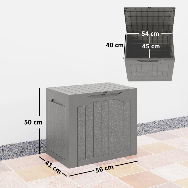 Outsunny 93L Plastic Garden Storage Box, Outdoor Storage Box with Handles, Waterproof Outdoor Storage Container, Khaki