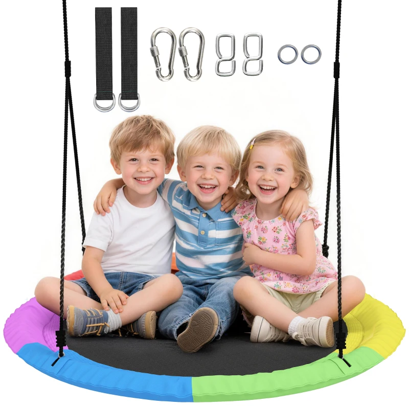 AIYAPLAY Nestschommel Verstelbaar tot 300 kg met verstelbare touwen 100 x 100 x 180 cm Multicolor