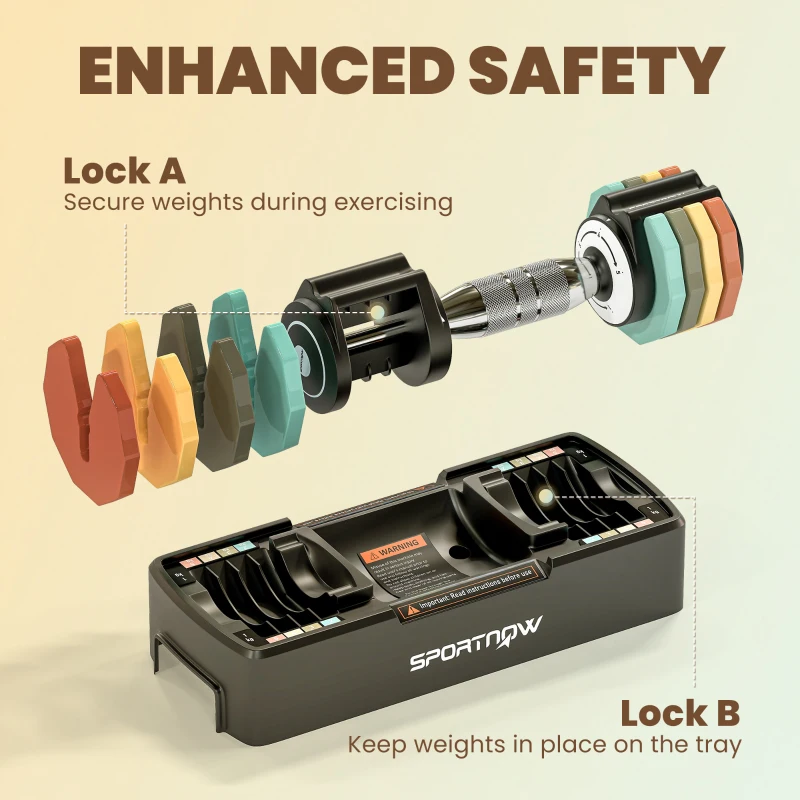 SPORTNOW Verstelbare Halterset, 1-5 kg Halters met Snelle Instelling, Antislip Greep en Compacte Opslag