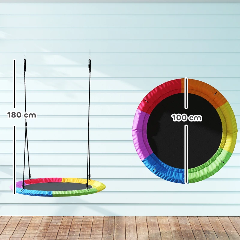 AIYAPLAY Nestschommel Verstelbaar tot 300 kg met verstelbare touwen 100 x 100 x 180 cm Multicolor