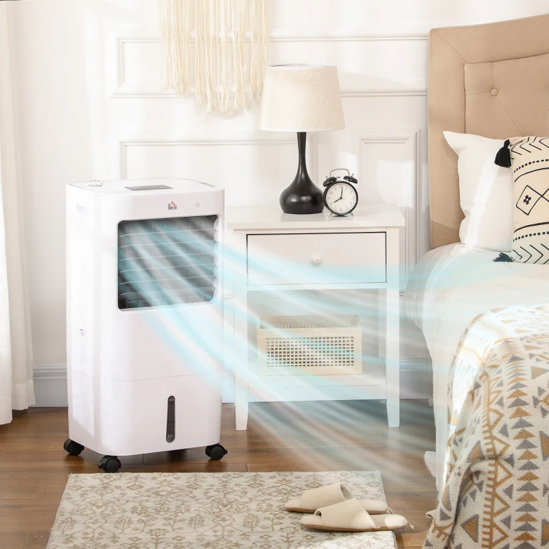 HOMCOM Raffrescatore Evaporativo Ventilatore con Ghiaccio 3 in 1 Timer Bianco