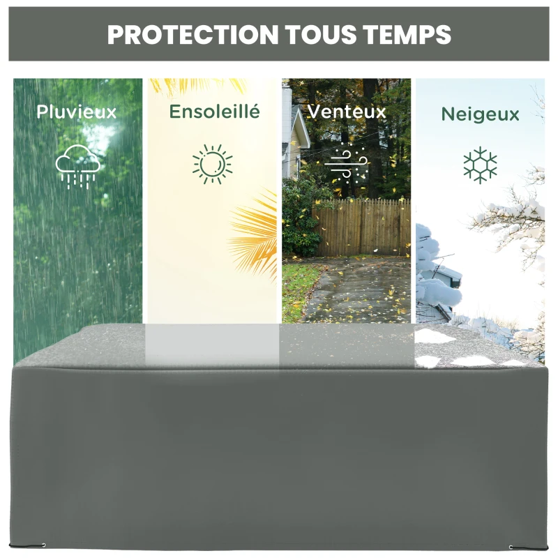 Outsunny Housse de meubles de jardin, housse salon de jardin imperméables coupe-vent et anti-UV, 275 x 205 x 90 cm, gris