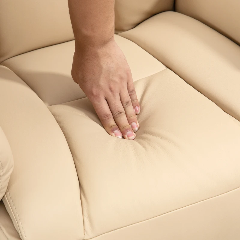 HOMCOM Relaxsessel, Liegefunktion, Lederoptik, Fußstütze, bis 150 kg, 78 x 80 x 109 cm, Beige(m-7)