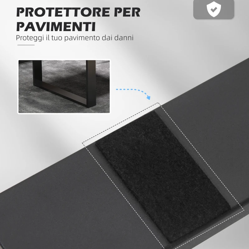 HOMCOM Set 2 Gambe per Tavolino Rettangolari Stile Industriale in Acciaio, Capacità 60 kg, 70x8x41 cm, Nero