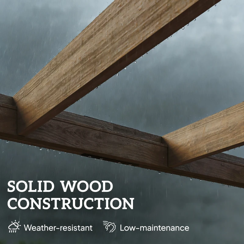 Outsunny Lean-To Wooden Pergola Kit, Decorative Garden Gazebo with Stable Structure and Concrete Anchors, 3 x 3 m, Light Brown