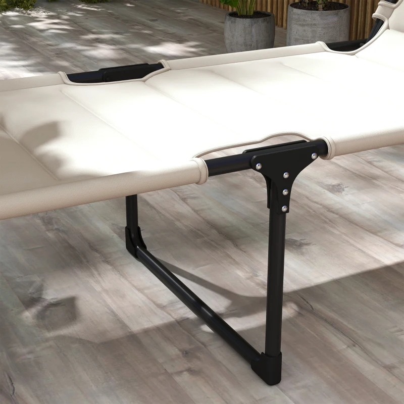 Outsunny Set de 2 șezlonguri pliabile confort sporit spătar parasolar reglabil multipoziții, crem