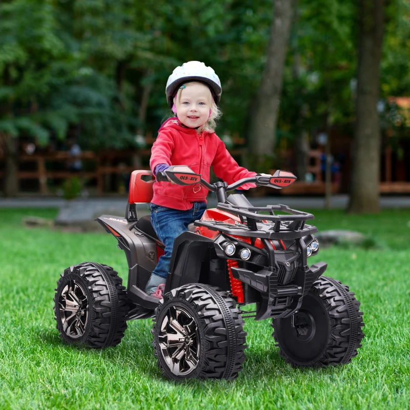 HOMCOM Elektrische kinderquad kindermotor 3-8 km/u 45 minuten bedrijfstijd LED-licht(m-2)
