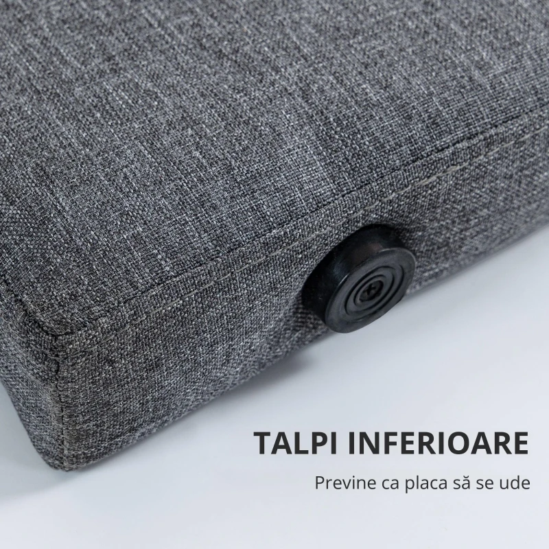 HOMCOM Testieră pentru Pat Matrimonial Trapuntată cu Butoane, și 2 Agățători, Capăt de Pat, 160x7x120 cm, Gri