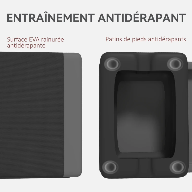 SPORTNOW Stepper Fitness Aérobic 3 Niveaux, Hauteur Réglable 10,5/15,5/20,5 cm, Surface Antidérapante, Capacité 250 kg, Gris