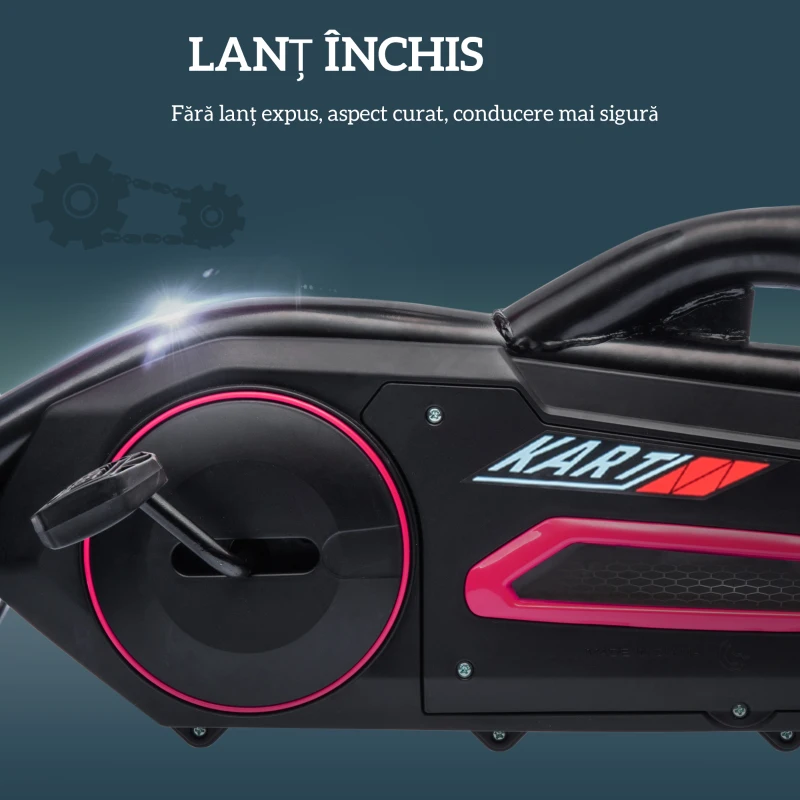 Homcom Kart Copii cu Pedale – Scaun Reglabil, Roti EVA 100×58×58.5 cm