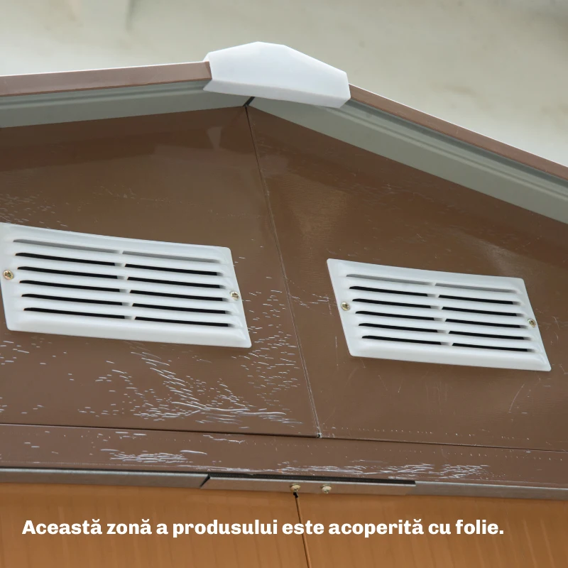 Outsunny Casuta Gradina Fier Galben 277×191×192 cm – Magazie Spatioasa(m-15)