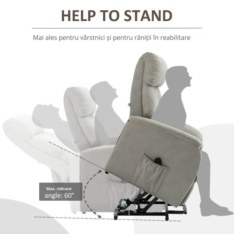 Homcom Fotoliu Ridicare Electric – Reclinabil 150° cu Telecomanda