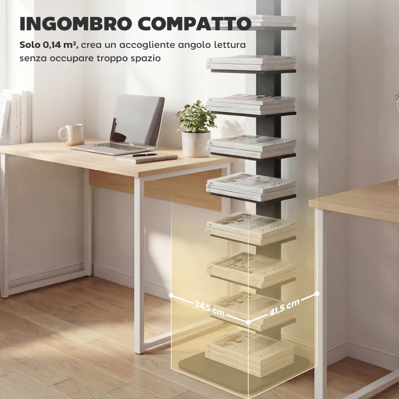HOMCOM Libreria Moderna Alta a 11 Ripiani Salvaspazio in Stile Industriale, 34.5x41.5x163.5 cm, Nero