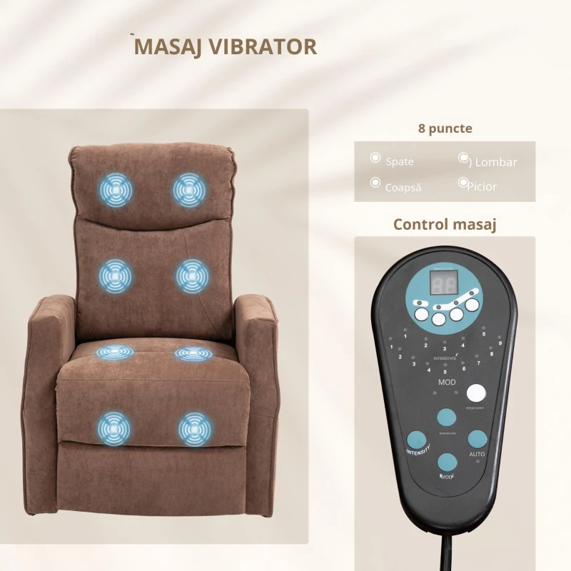 Homcom Fotoliu Electric – Masaj, Suport Picioare, Telecomenzi