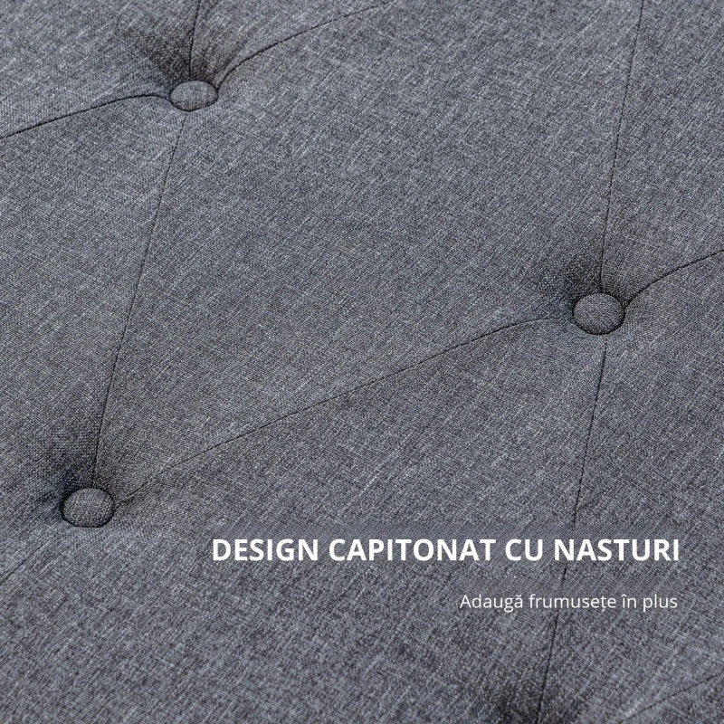 HOMCOM Testieră pentru Pat Matrimonial Trapuntată cu Butoane, și 2 Agățători, Capăt de Pat, 160x7x120 cm, Gri