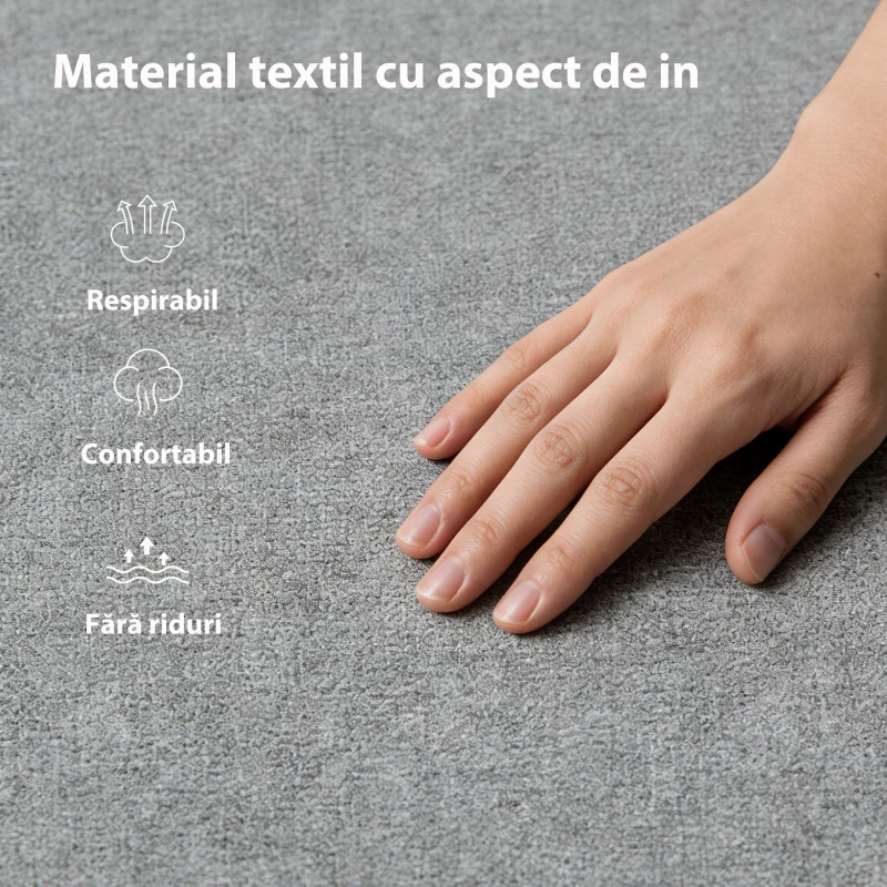 HOMCOM Cadru Pat Matrimonial 140x190 cm, Pat cu Spațiu de Depozitare, Pistoane cu Gaz, Lamele din Lemn, Fără Saltea, Silențios, Ușor de Montat, Înălțime 28 cm, Gri