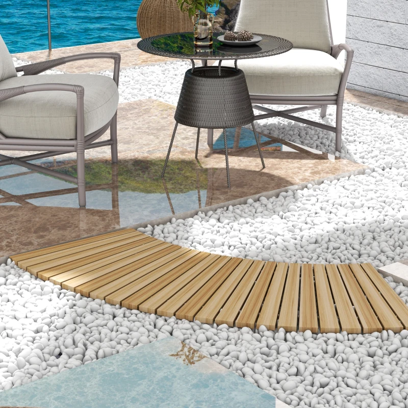 Outsunny 120 cm Ścieżka ogrodowa, Rolka Drewniany Chodnik Dekoracyjny z Drewna świerkowego, do Ogrodu, Balkonu, Natury