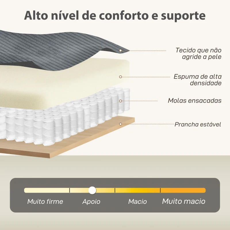 HOMCOM Sofá de 3 Lugares Revestido em Veludo Almofadas Espessas com Molas Assento Largo 2 Almofadas 188x80x86 cm Cinzento Escuro