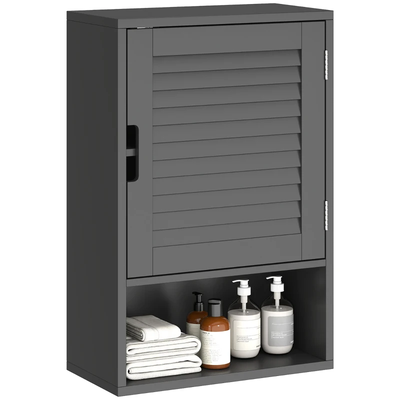HOMCOM Bathroom Cabinet, Wall Mounted Storage Cabinet with Adjustable Shelves, 40 x 20 x 60 cm, Black
