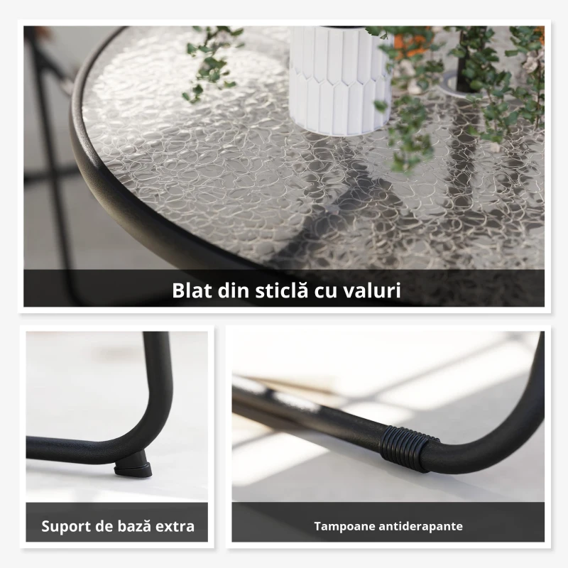 Outsunny Set de Mobilier de Grădină din 6 Piese cu Umbrelă de Soare,  Masă și Scaune Pliante, Ф80x70 cm, Gri