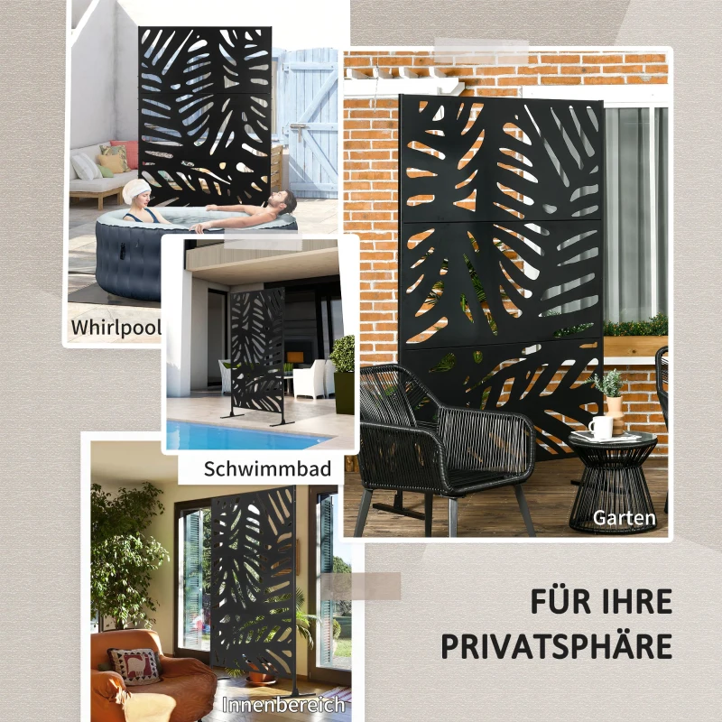 Outsunny Sichtschutzwand Sichtschutzgitter Sichtschutz für den Außenbereich, 122 cm x 45 cm x 198 cm, Schwarz